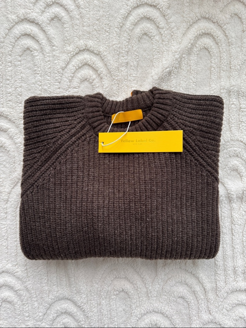 Unisex Crewneck Ribbed Sweater in Dark Brown - Picture 7 of 7
